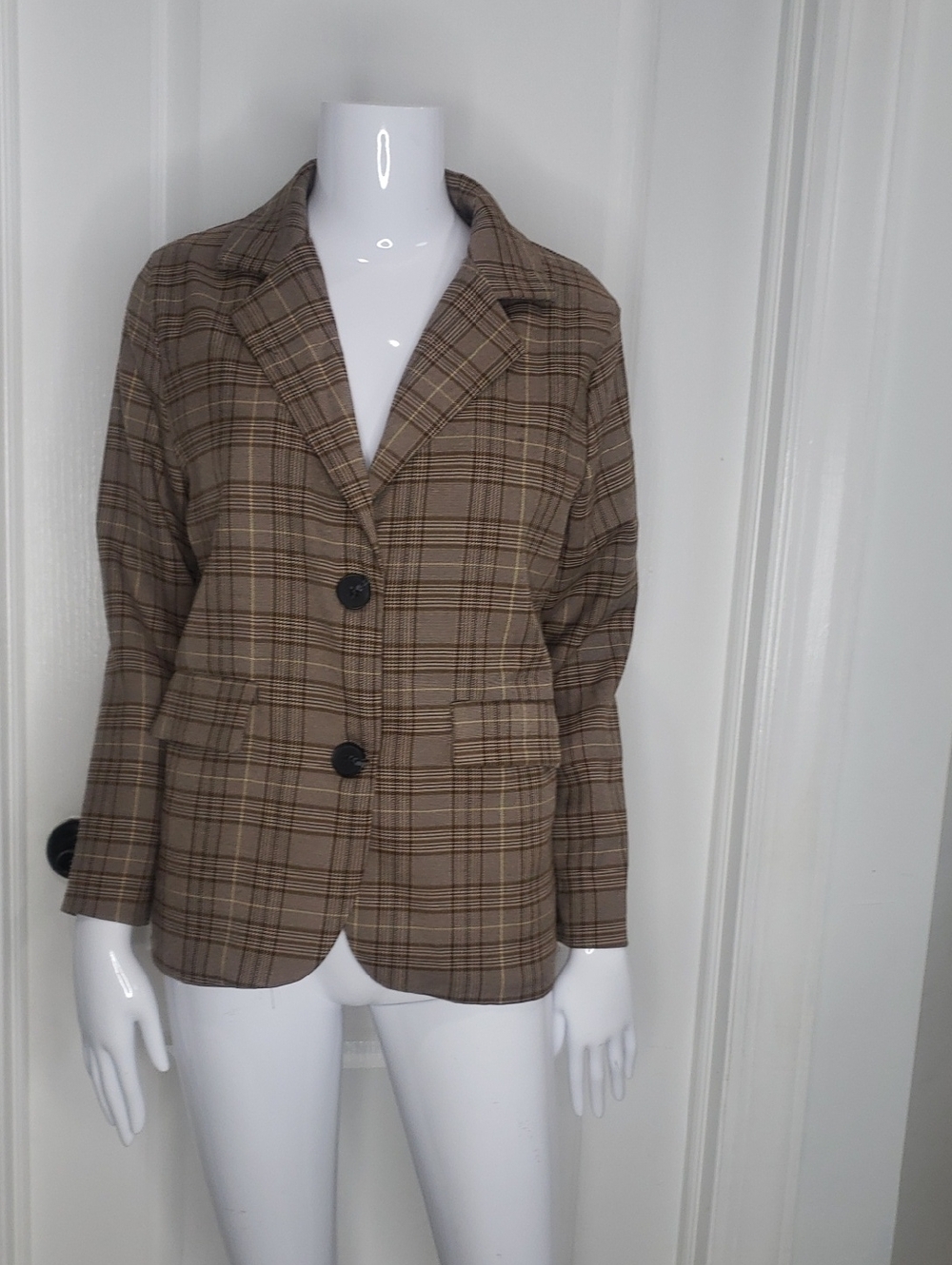 Grace & Chili Brown Plaid Blazer Size Small